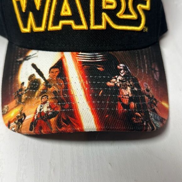 STAR WARS Black SnapBack Wide Brim Cap Baseball Hat Wool Blend Darth Vader - Picture 3 of 9